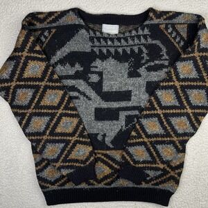 Vintage Le Tigre Men's XL Sweater 90s Multi-Color Metallic Thread Made in USA